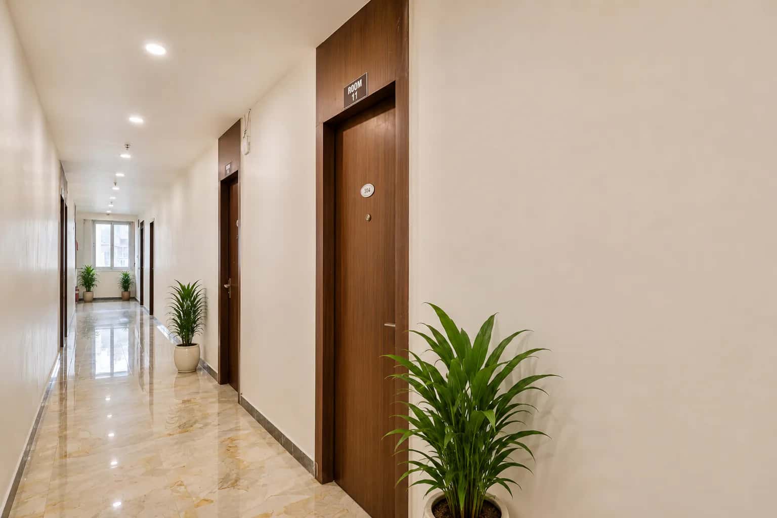 Corridor leading to guest rooms