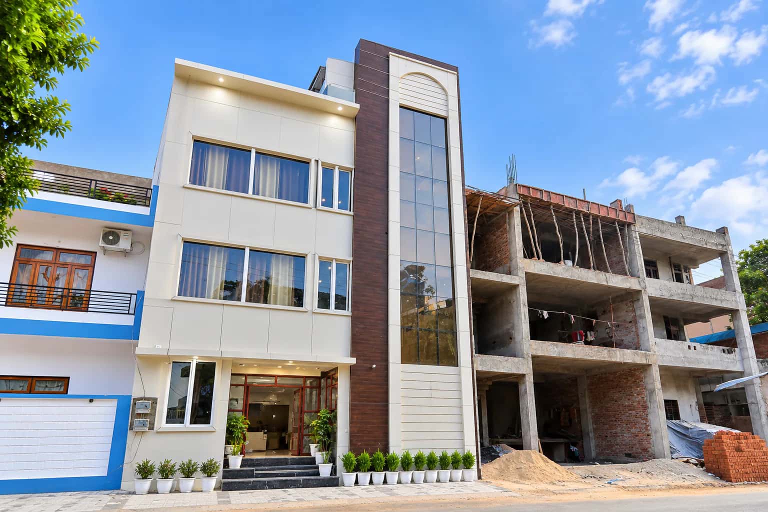 Side view of the hotel building